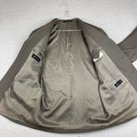 VTG Jones New York Men's Blazer Jacket Beige / Brown Sports Coat Wool Size 42S - Picture 10 of 16